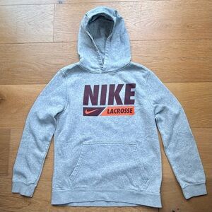 Nike Youth Lacrosse Hoodie - Heather Gray & Orange - Large
